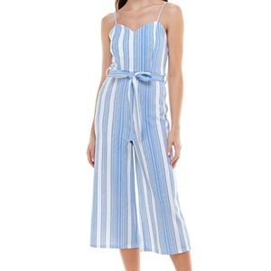 Womens Spaghetti Strap Sweetheart Neckline Cropped Jumpsuit